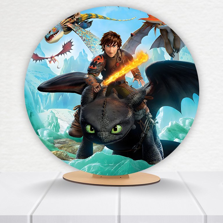Painel Redondo Como Treinar Seu Dragão 50x50cm - Imagem 3