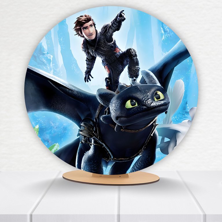 Painel Redondo Como Treinar Seu Dragão 50x50cm - Imagem 4