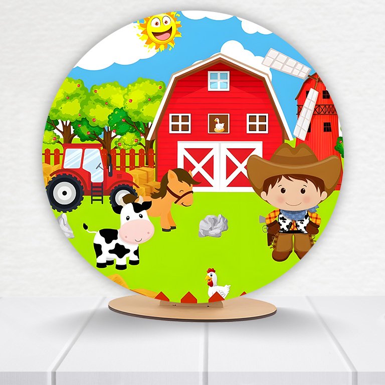 Painel Redondo Fazendinha 50x50cm - Imagem 12