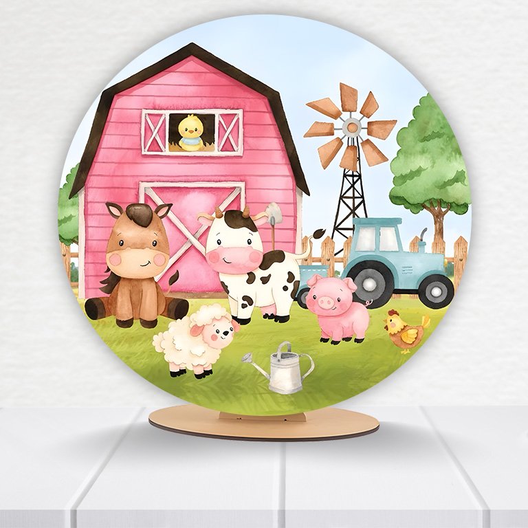 Painel Redondo Fazendinha 50x50cm - Imagem 7