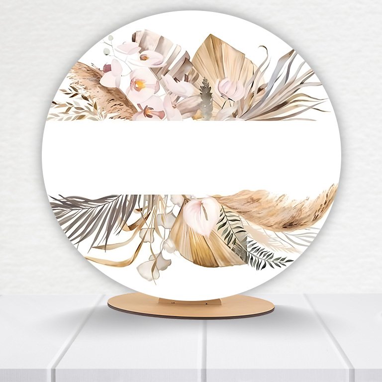 Painel Redondo Flores 50x50cm  PAINEL375