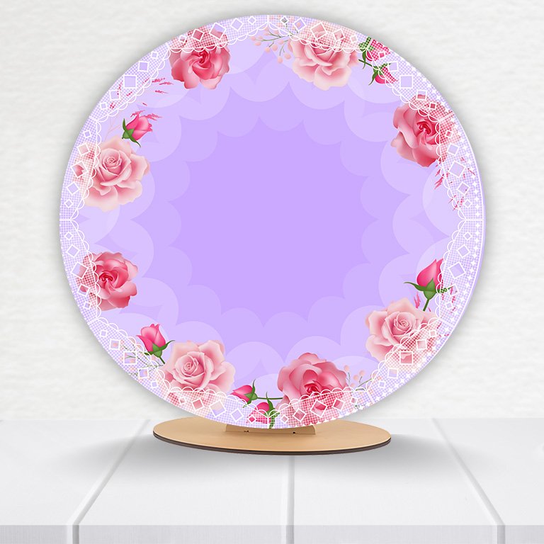 Painel Redondo Flores 50x50cm  PAINEL938 - Imagem 4