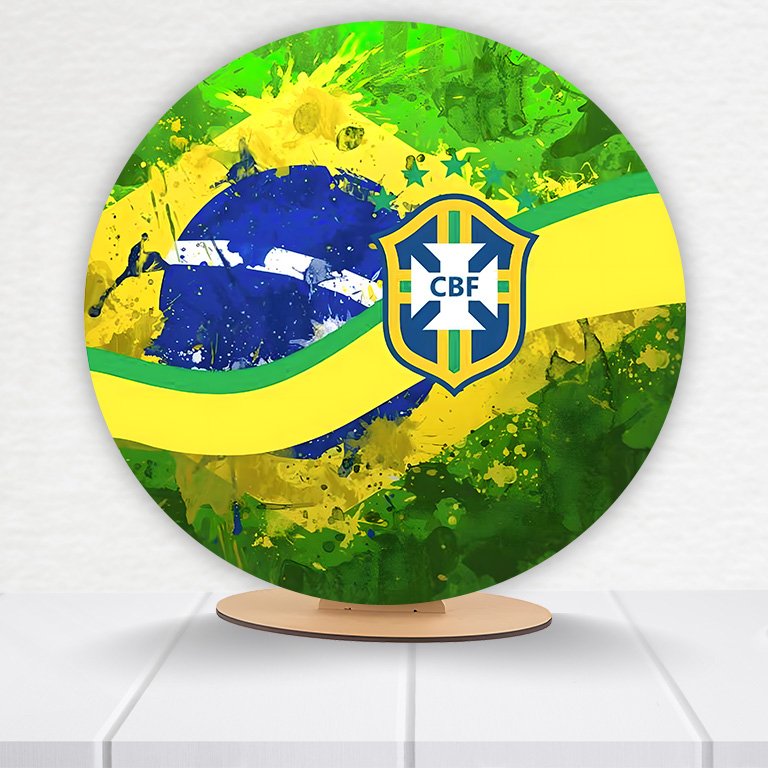 Painel Redondo Brasil Time De Futebol 50x50cm