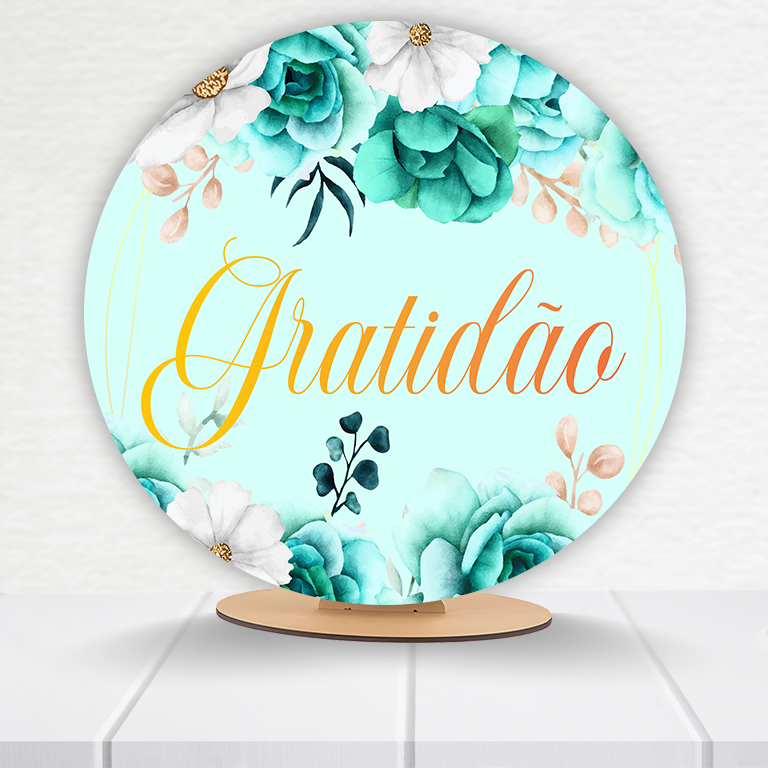 Painel Redondo Gratidão 50x50cm  PAINEL588