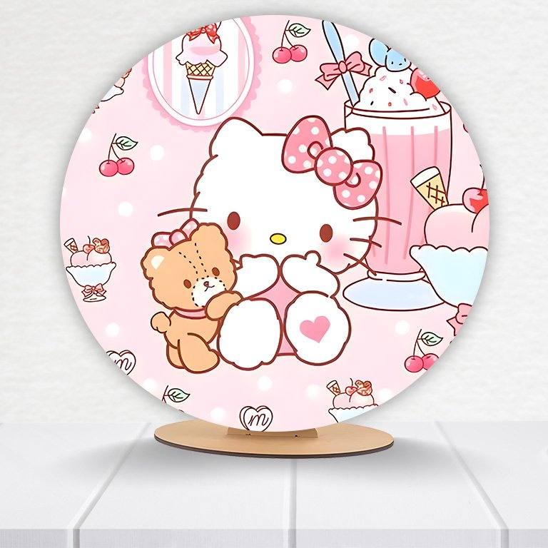 Painel Redondo Hello Kitty 50x50cm  PAINEL960 - Imagem 8
