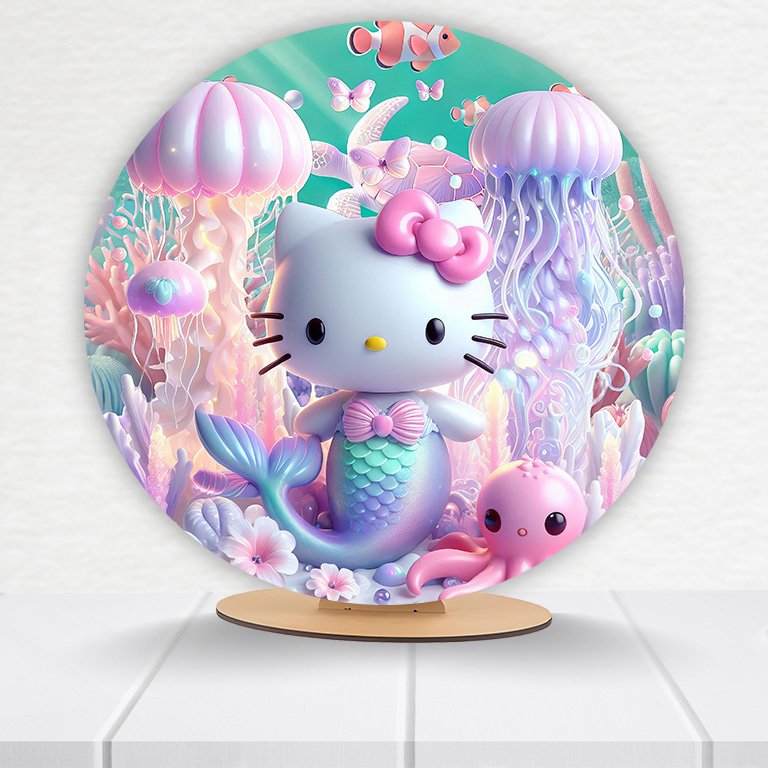 Painel Redondo Hello Kitty 50x50cm - Imagem 12