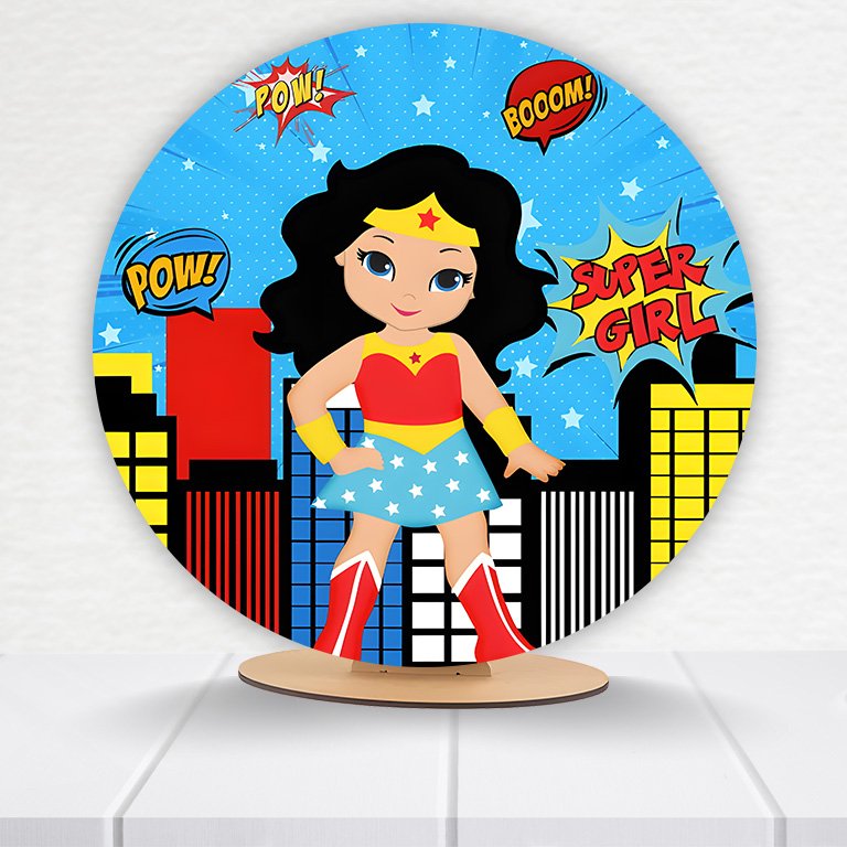Painel Redondo Mulher Maravilha 50x50cm  PAINEL568 - Imagem 3