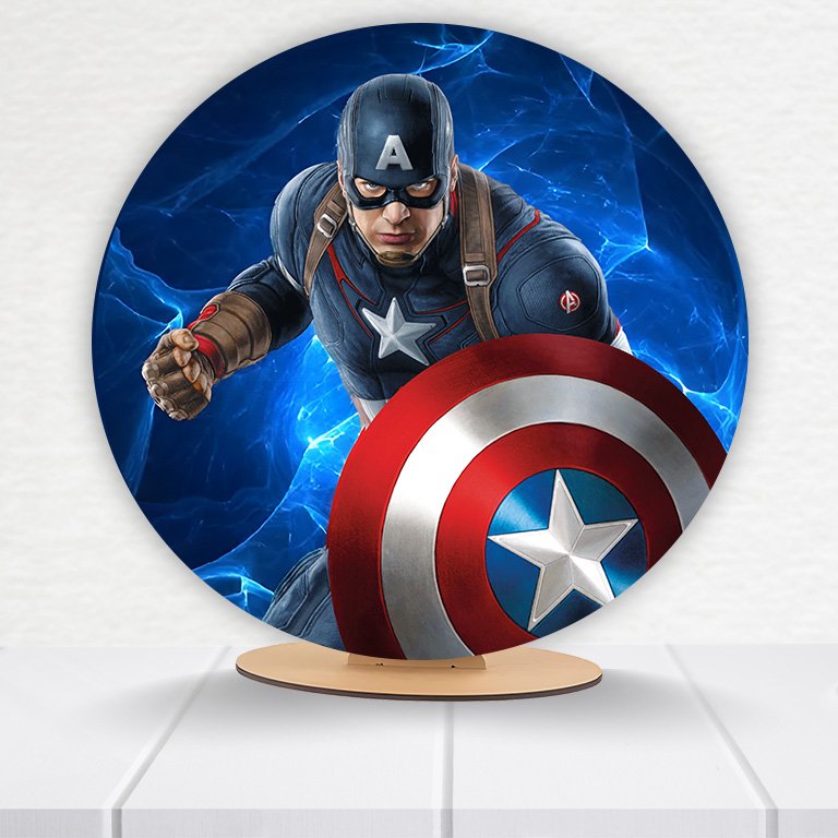 Painel Redondo Capitão America 50x50cm  PAINEL851 - Imagem 3