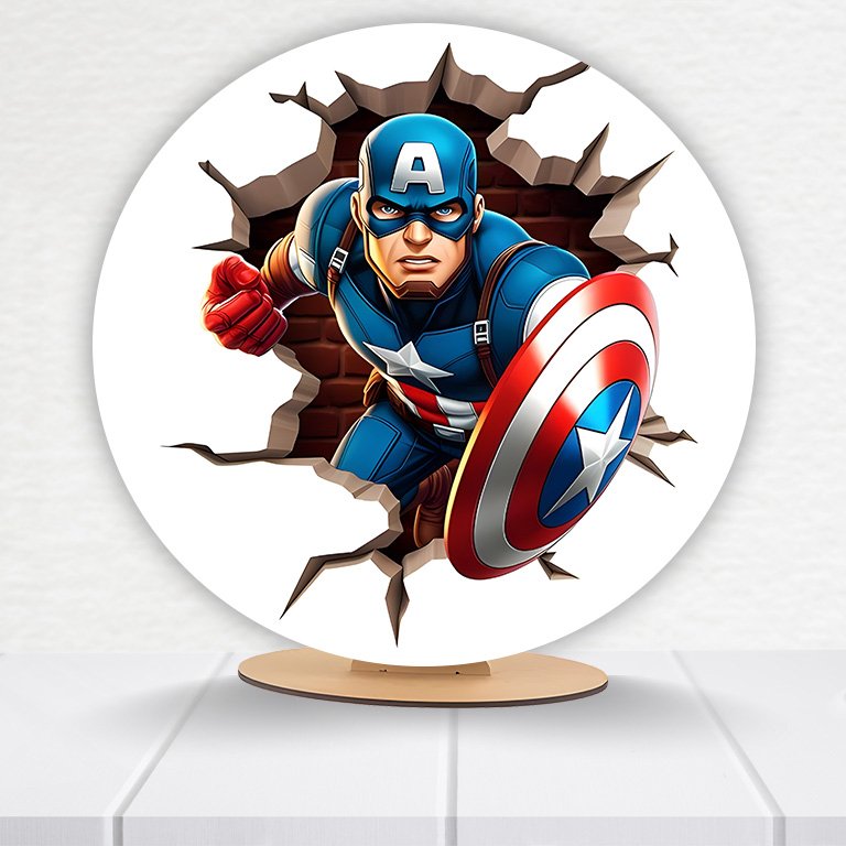 Painel Redondo Capitão America 50x50cm  PAINEL851 - Imagem 7