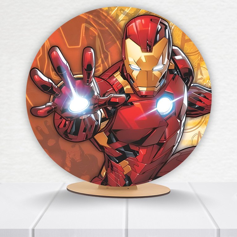 Painel Redondo Homem De Ferro 50x50cm - Imagem 3