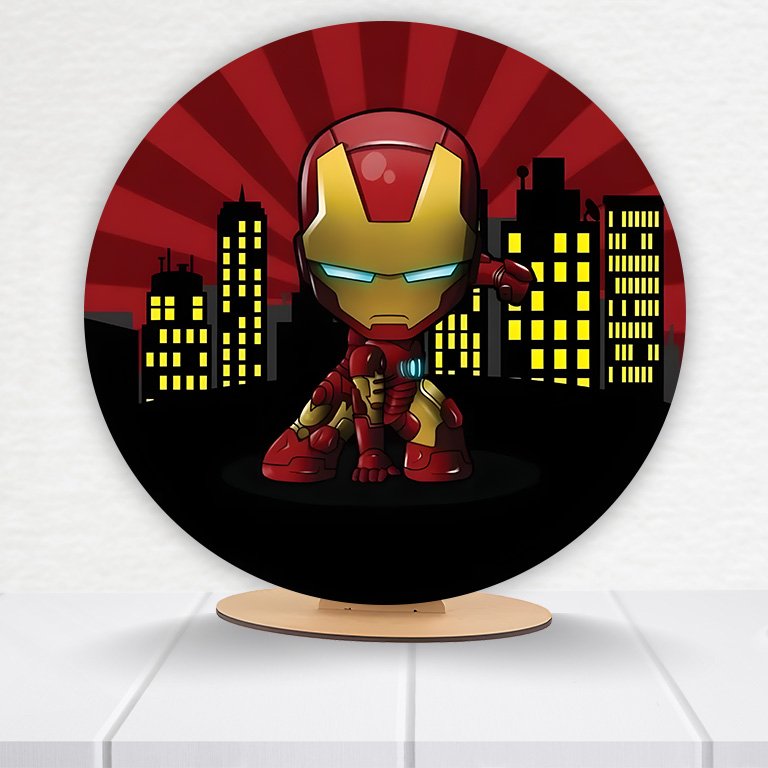 Painel Redondo Homem De Ferro 50x50cm - Imagem 2