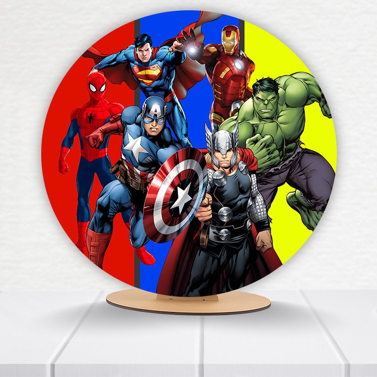 Painel Redondo Heróis 50x50cm  PAINEL217 - Imagem 16