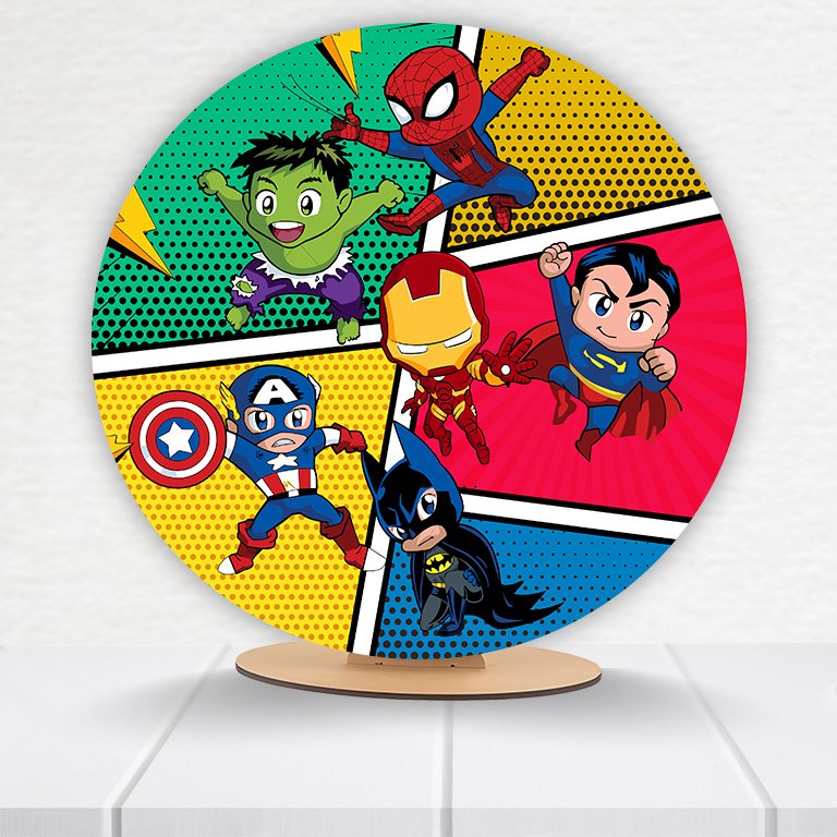Painel Redondo Heróis 50x50cm  PAINEL217 - Imagem 15
