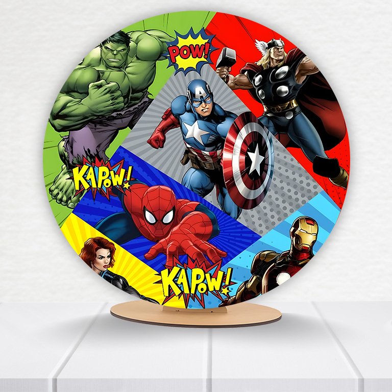 Painel Redondo Heróis 50x50cm  PAINEL217 - Imagem 19