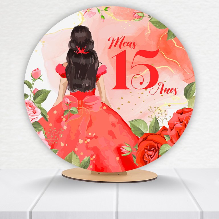 Painel Redondo 15 Anos 50x50cm  PAINEL405 - Imagem 6