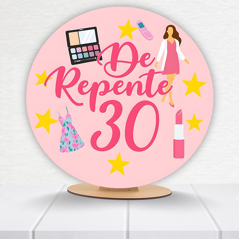 Painel Redondo 30 Anos 50x50cm  PAINEL484 - Imagem 4