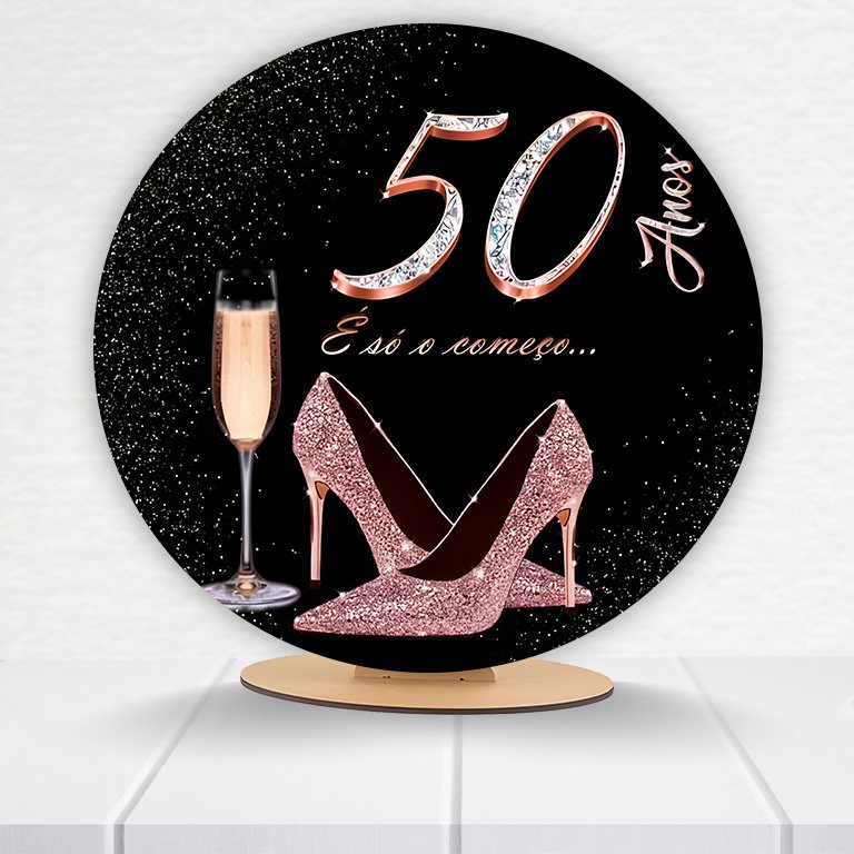 Painel Redondo 50 Anos 50x50cm  PAINEL197 - Imagem 2