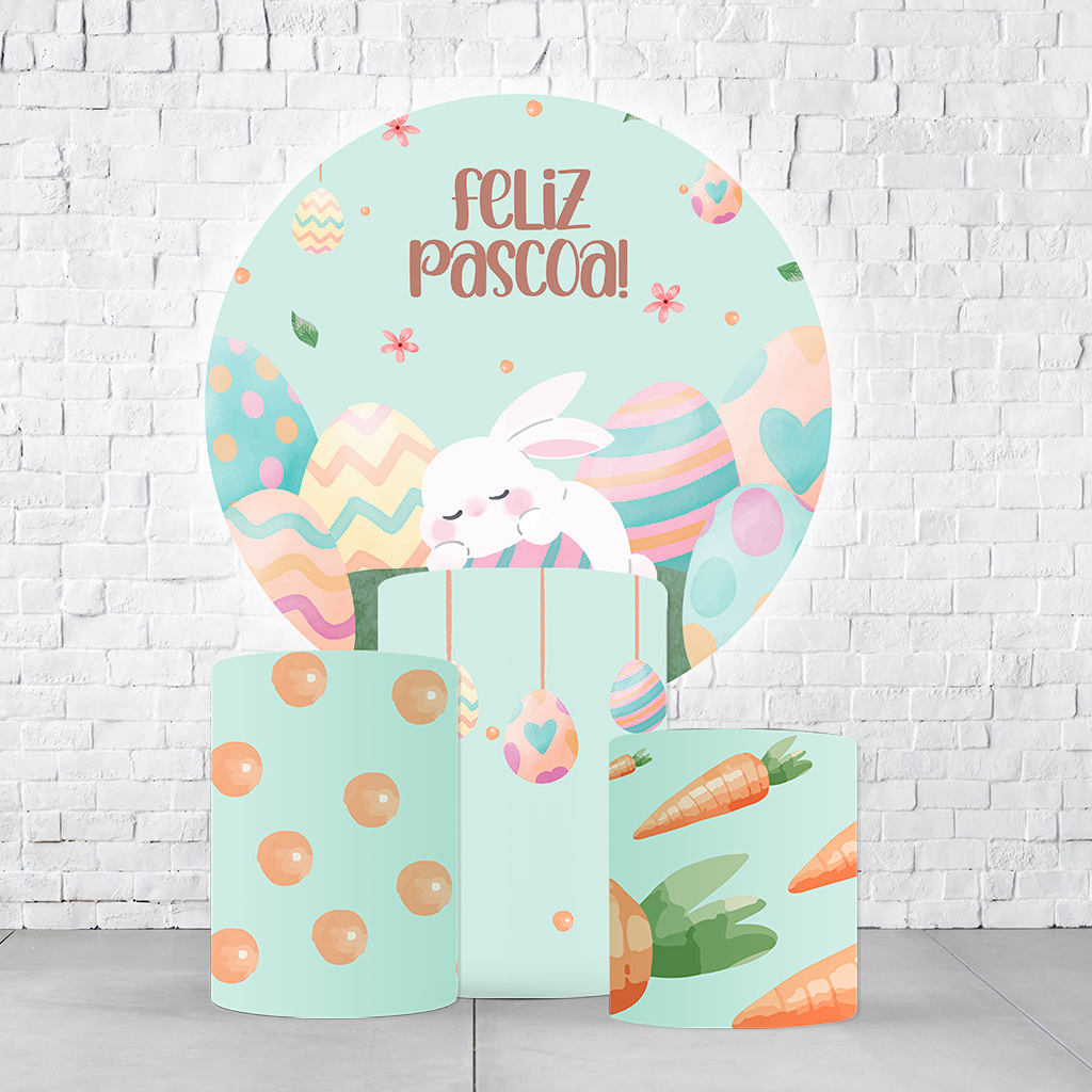 Kit Painel De Festa Páscoa + Trio De Cilindros Em Tecido - Imagem 4