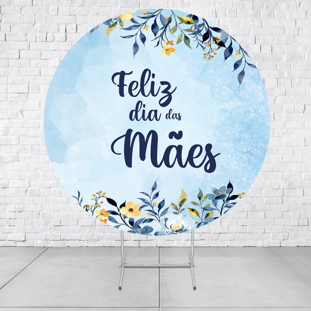 Painel De Festa Redondo Dia Das Mães Em Tecido Helanca C/Elástico 1,50x1,50