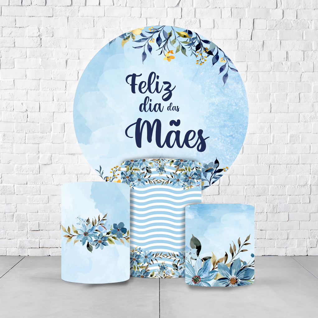 Kit Painel De Festa Dia Das Mães + Trio De Cilindros Em Tecido - Imagem 1