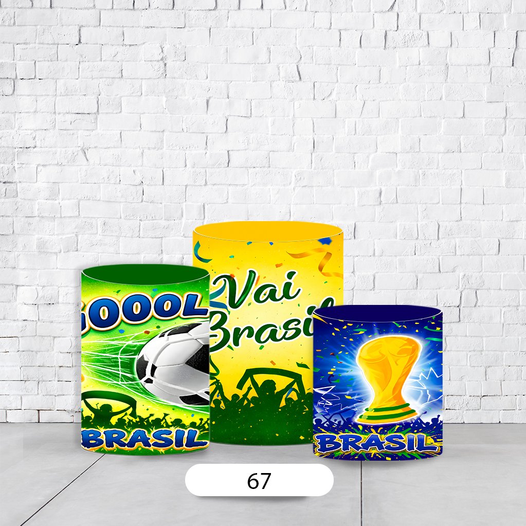 Trio de Cilindros Para Festas Copa Do Mundo Em Tecido Helanca C/Elástico - Imagem 1