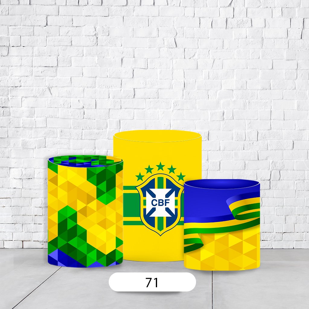 Trio de Cilindros Para Festas Copa Do Mundo Em Tecido Helanca C/Elástico - Imagem 4