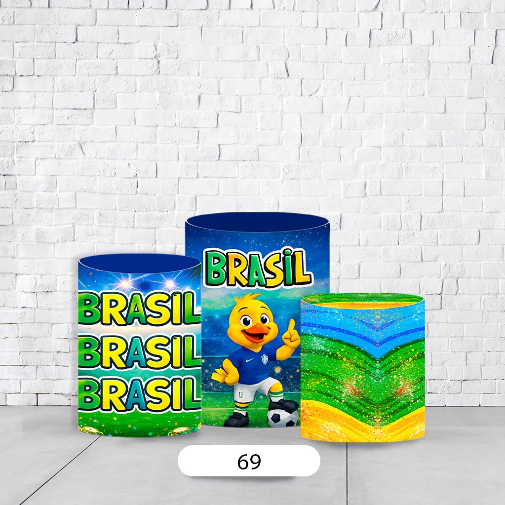 Trio de Cilindros Para Festas Copa Do Mundo Em Tecido Helanca C/Elástico
