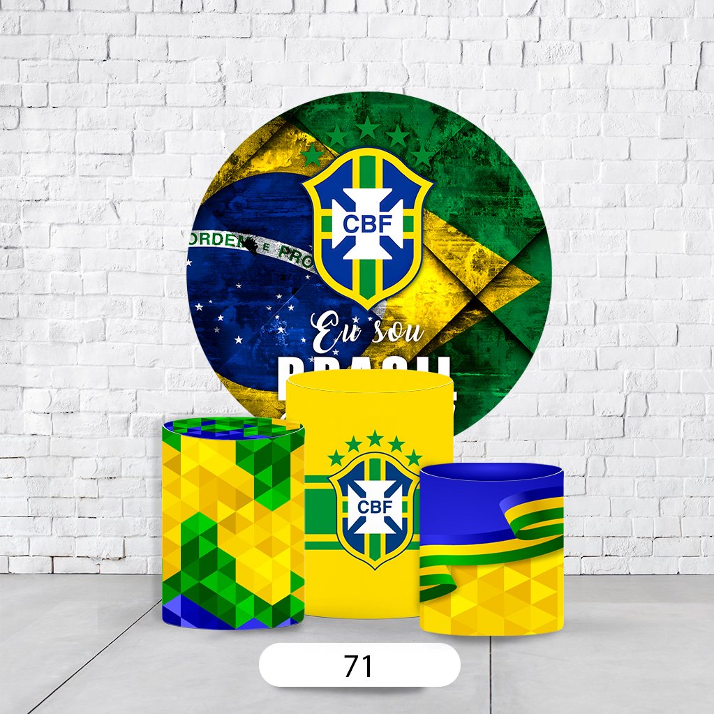 Kit Painel De Festa Copa Do Mundo + Trio De Cilindros Em Tecido - Imagem 4