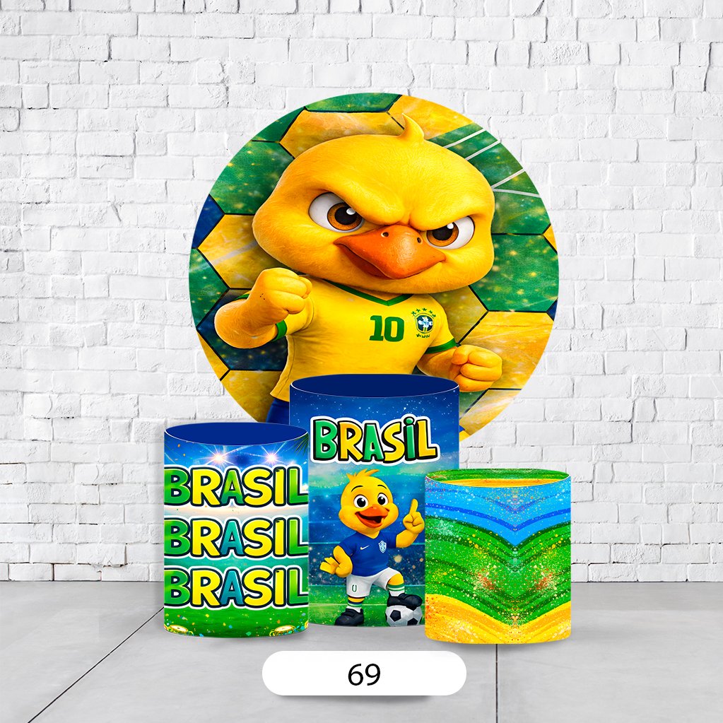 Kit Painel De Festa Copa Do Mundo + Trio De Cilindros Em Tecido - Imagem 2