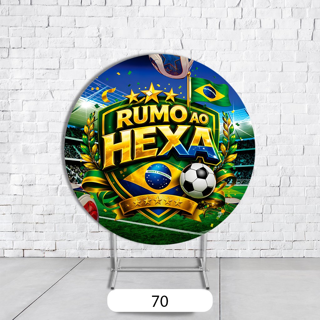 Painel De Festa Redondo Copa Do Mundo Em Tecido Helanca C/Elástico 1,50x1,50 - Imagem 3