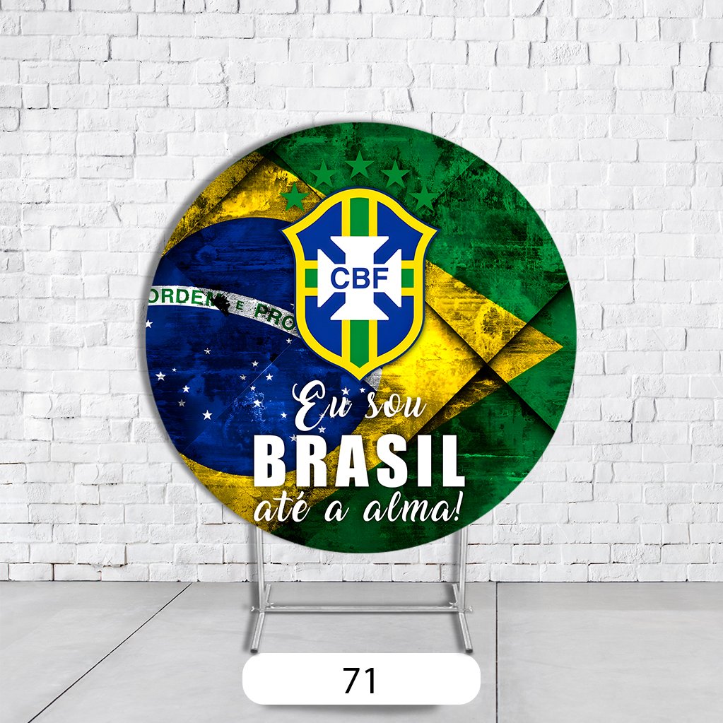 Painel De Festa Redondo Copa Do Mundo Em Tecido Helanca C/Elástico 1,50x1,50