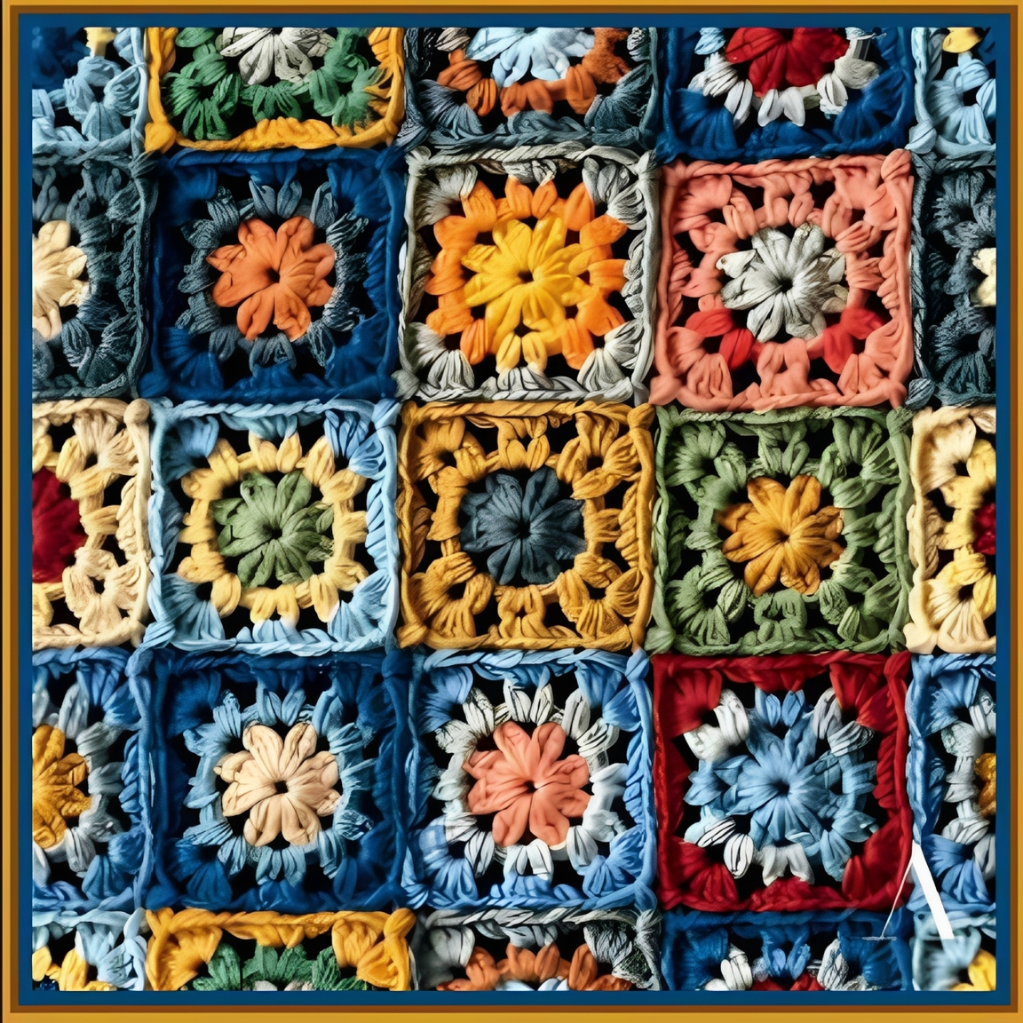 Lenço Estampado Tema Crochê 90x90cm - Imagem 2
