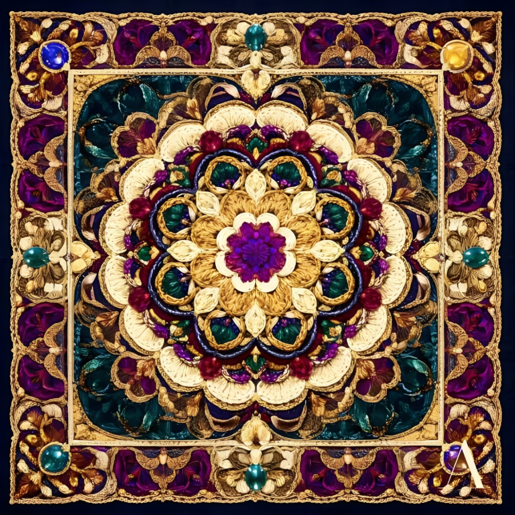 Lenço Estampado Tema Crochê 90x90cm - Imagem 2