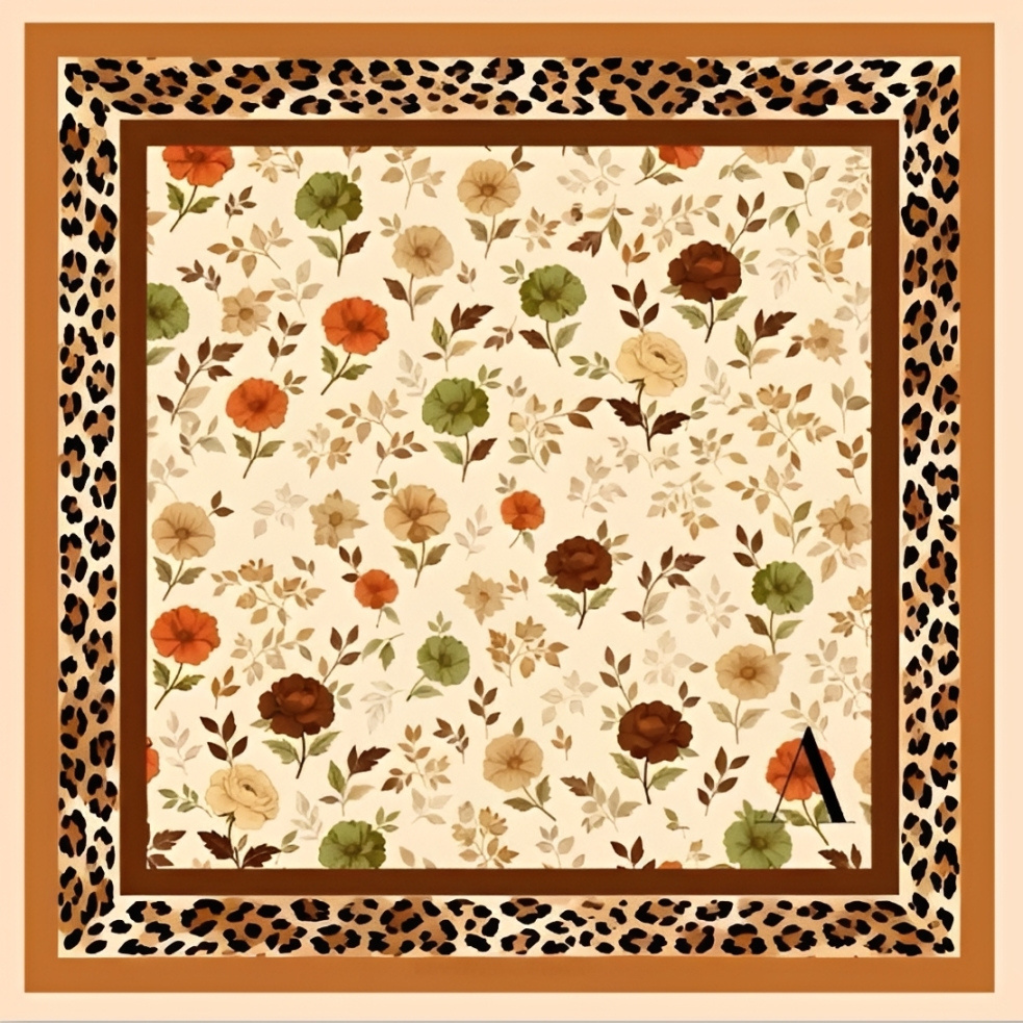 Lenço Estampado Tema Print 90x90cm   - Imagem 1