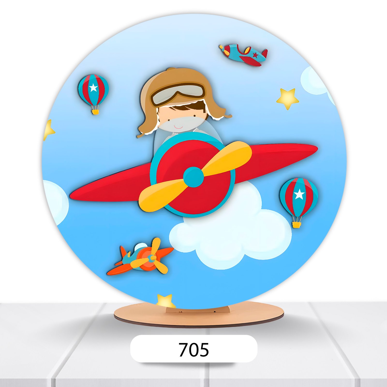 Painel Redondo Avião-Balão 50x50cm - Imagem 6