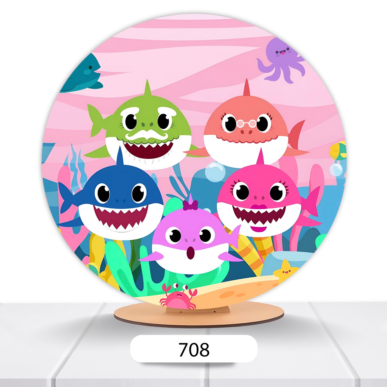 Painel Redondo Baby Shark 50x50cm
