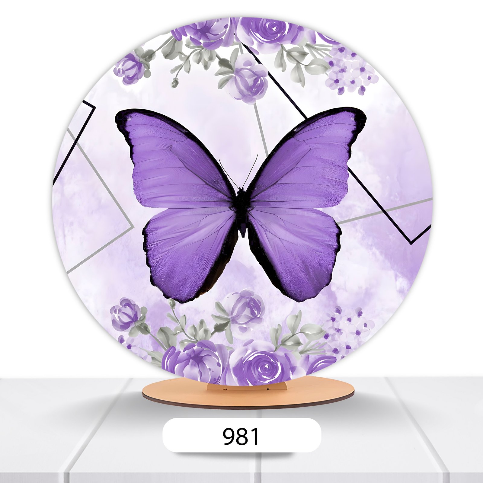 Painel Redondo Borboleta 50x50cm