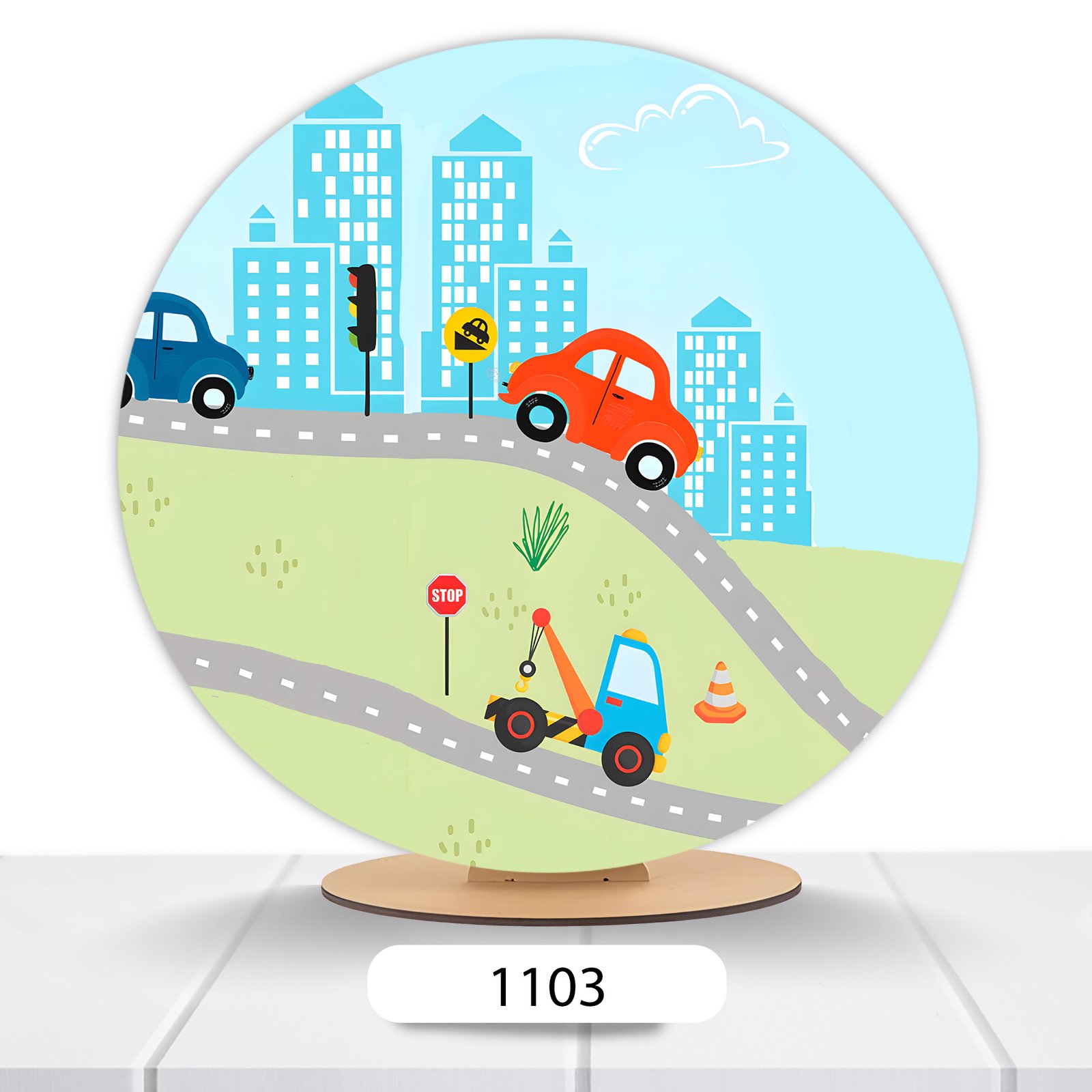 Painel Redondo Carrinhos 50x50cm - Imagem 11