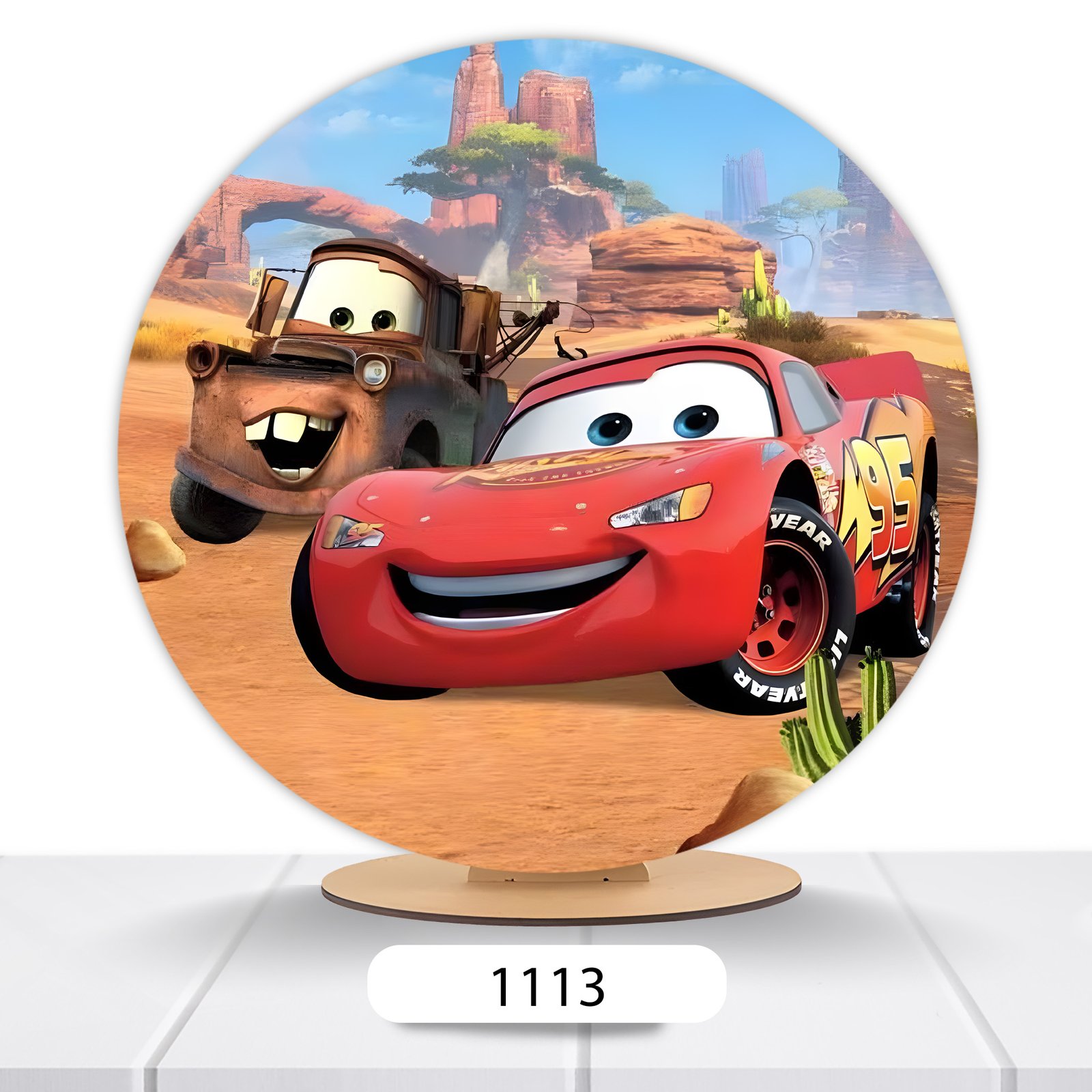 Painel Redondo Carros Pixar 50x50cm