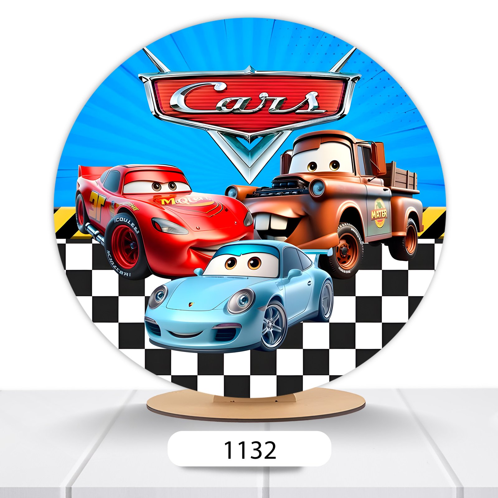 Painel Redondo Carros Pixar 50x50cm