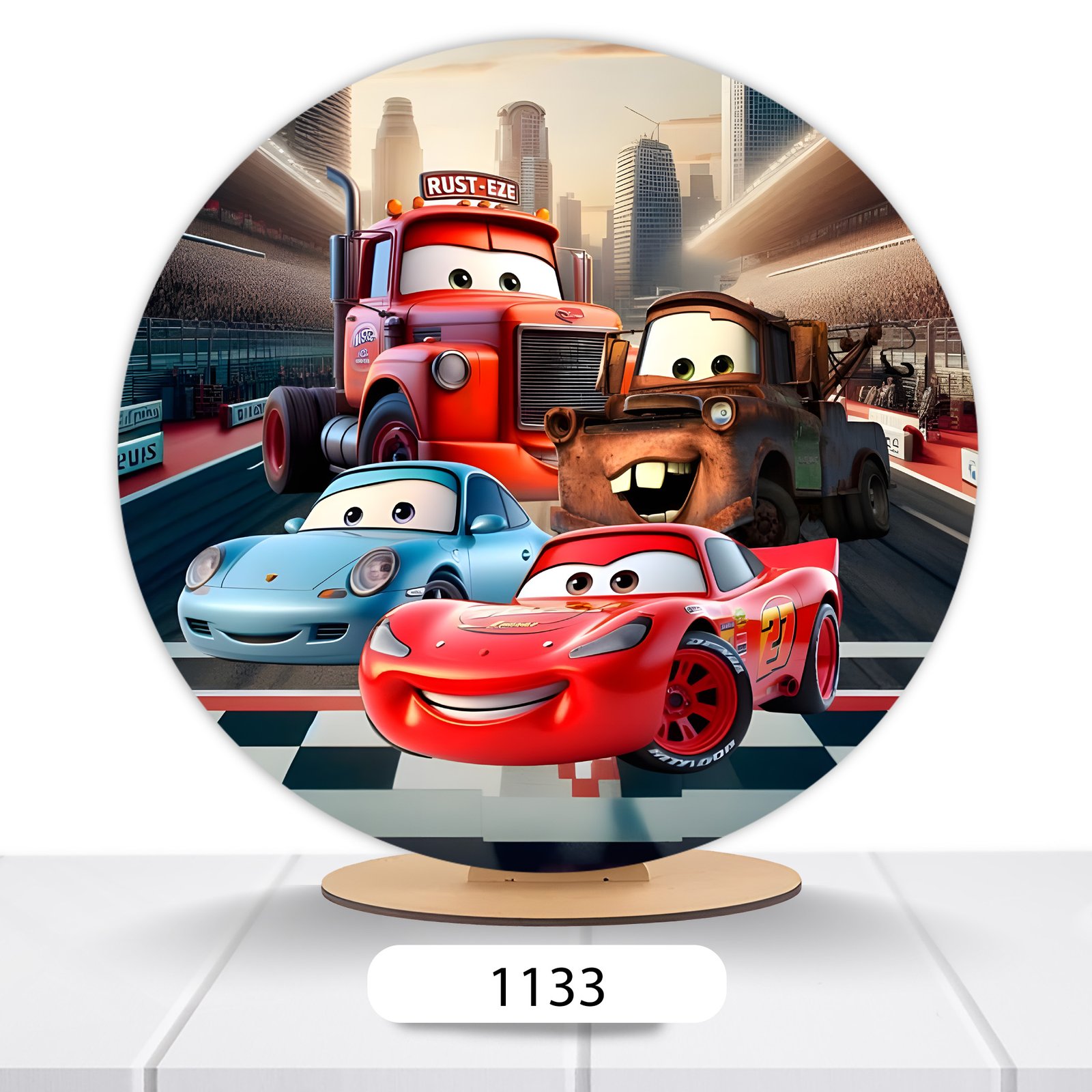 Painel Redondo Carros Pixar 50x50cm - Imagem 2