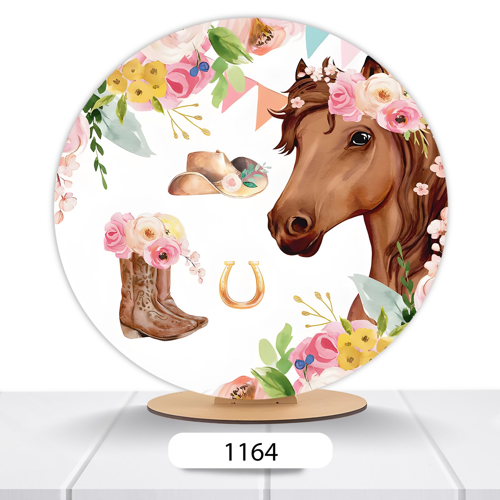 Painel Redondo Cavalos 50x50cm - Imagem 2