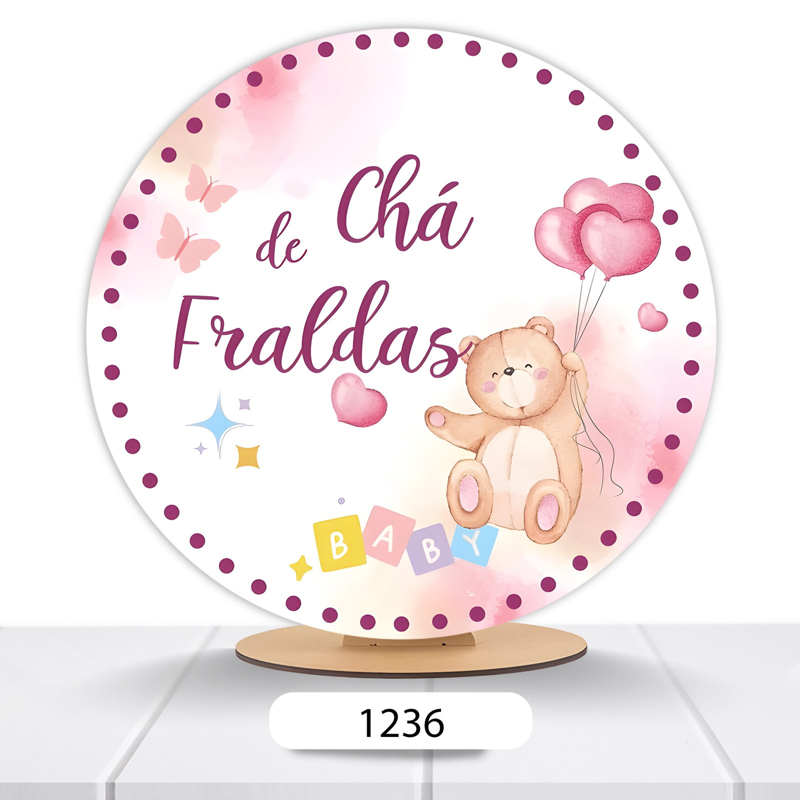 Painel Redondo Chá Revelação - Chá De Fralda 50x50cm - Imagem 10
