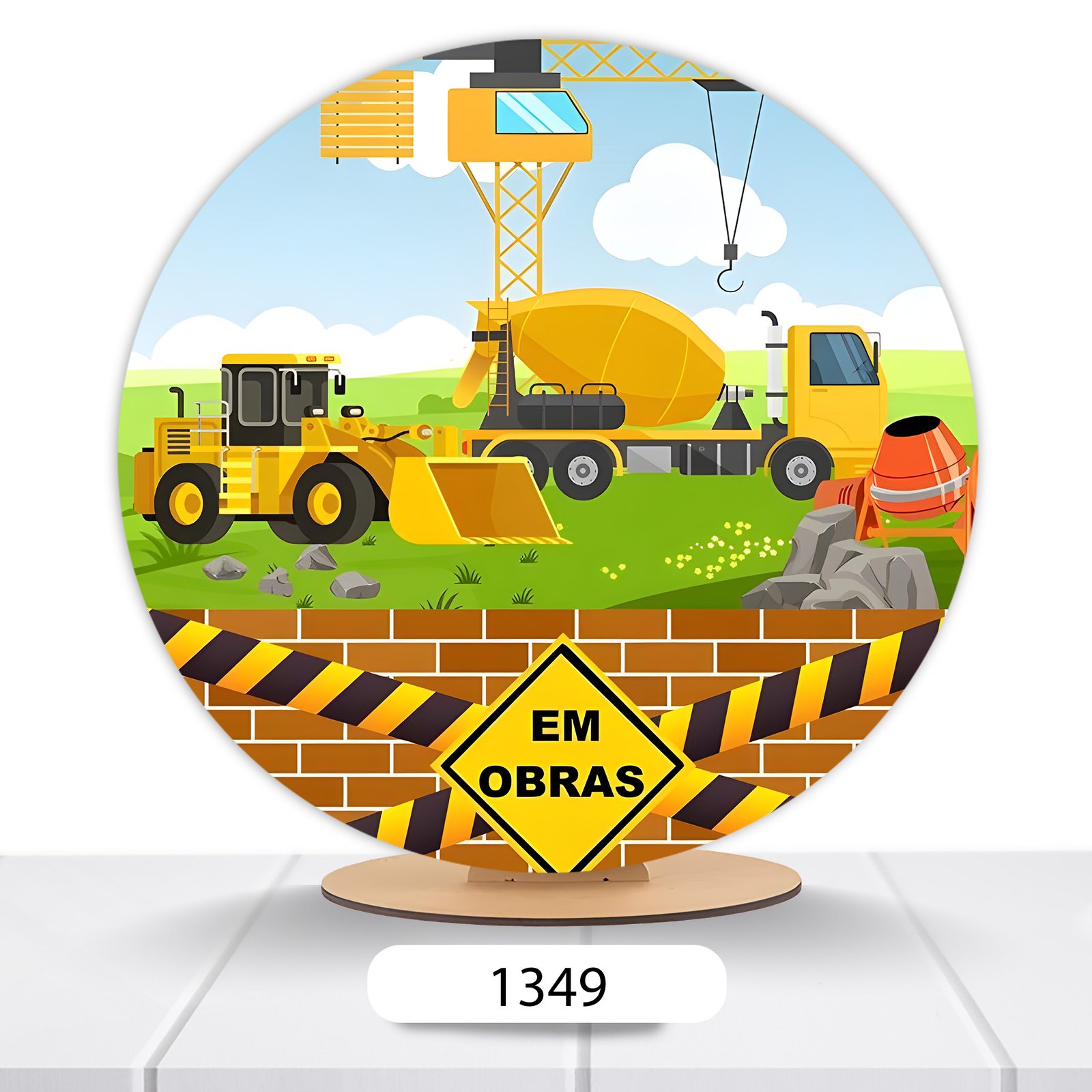Painel Redondo Construção 50x50cm - Imagem 4