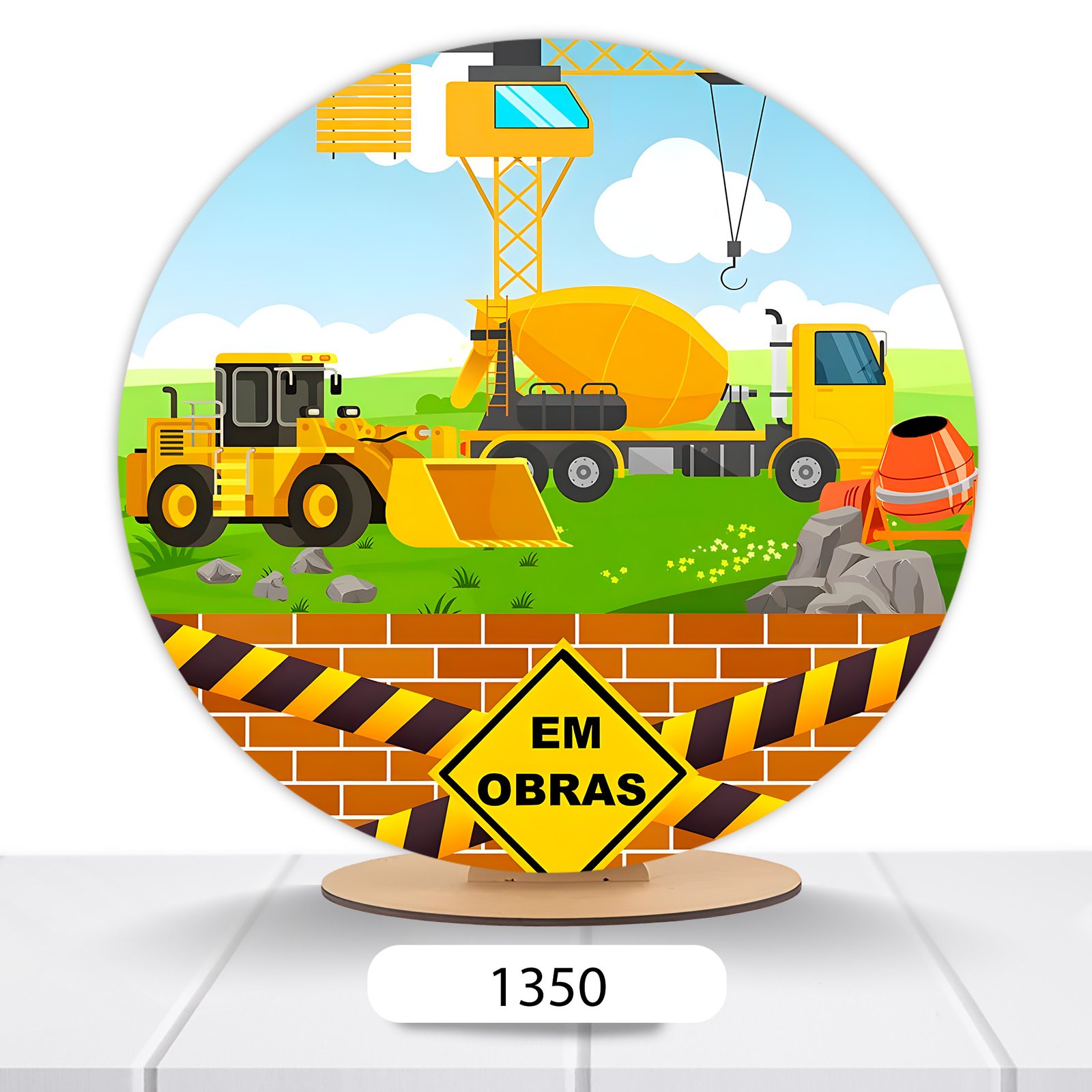 Painel Redondo Construção 50x50cm - Imagem 5