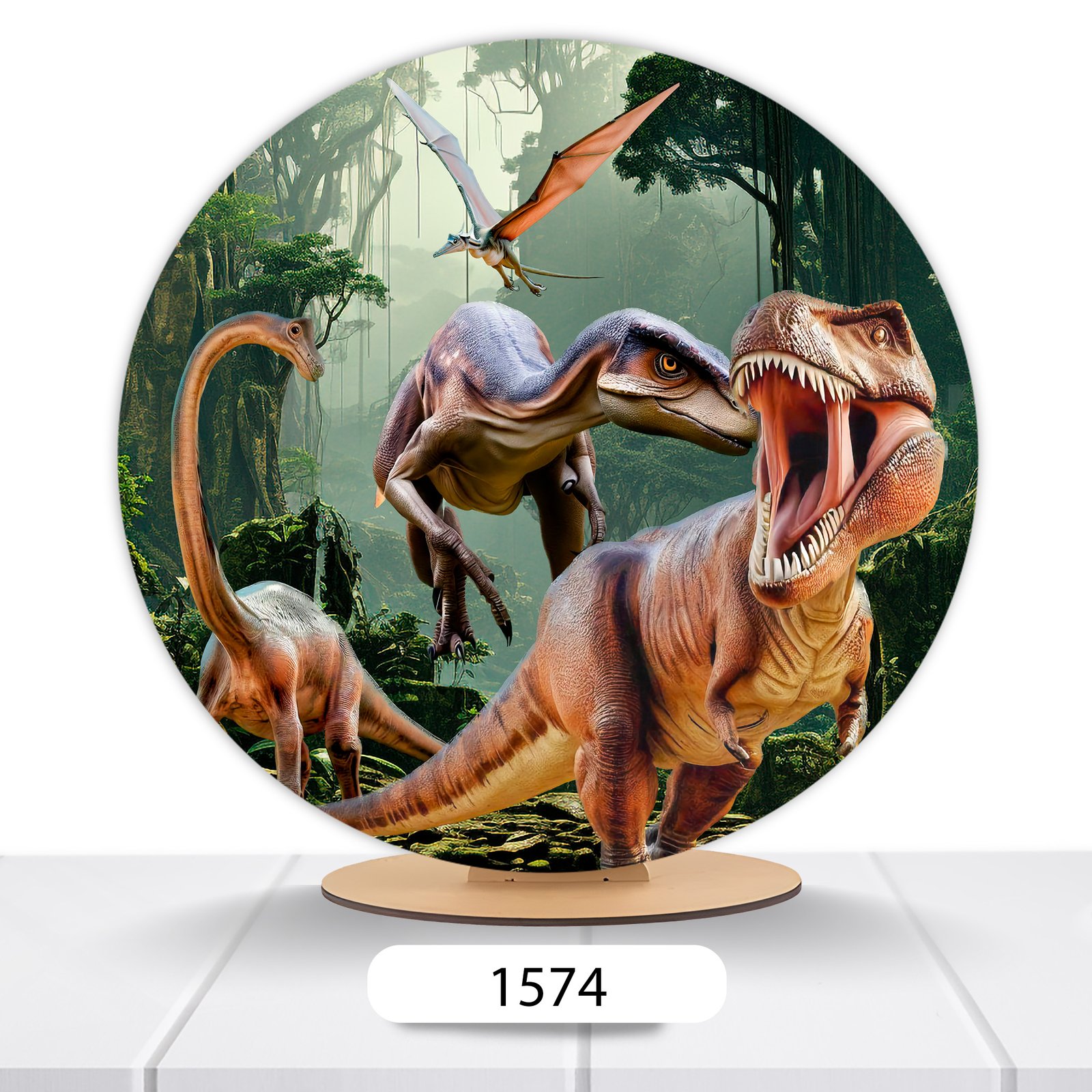 Painel Redondo Dinossauros 50x50cm