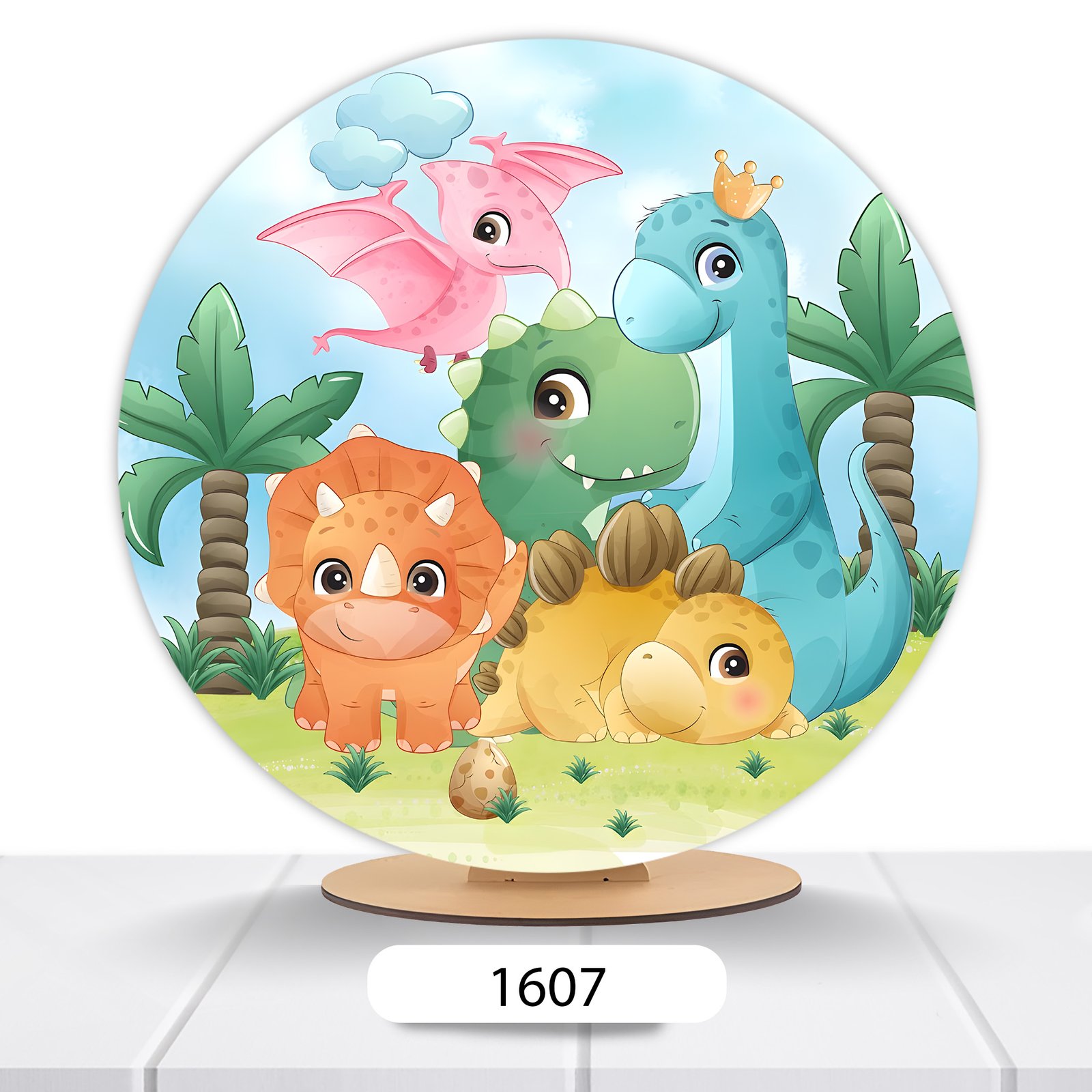 Painel Redondo Dinossauros Fofos 50x50cm - Imagem 2