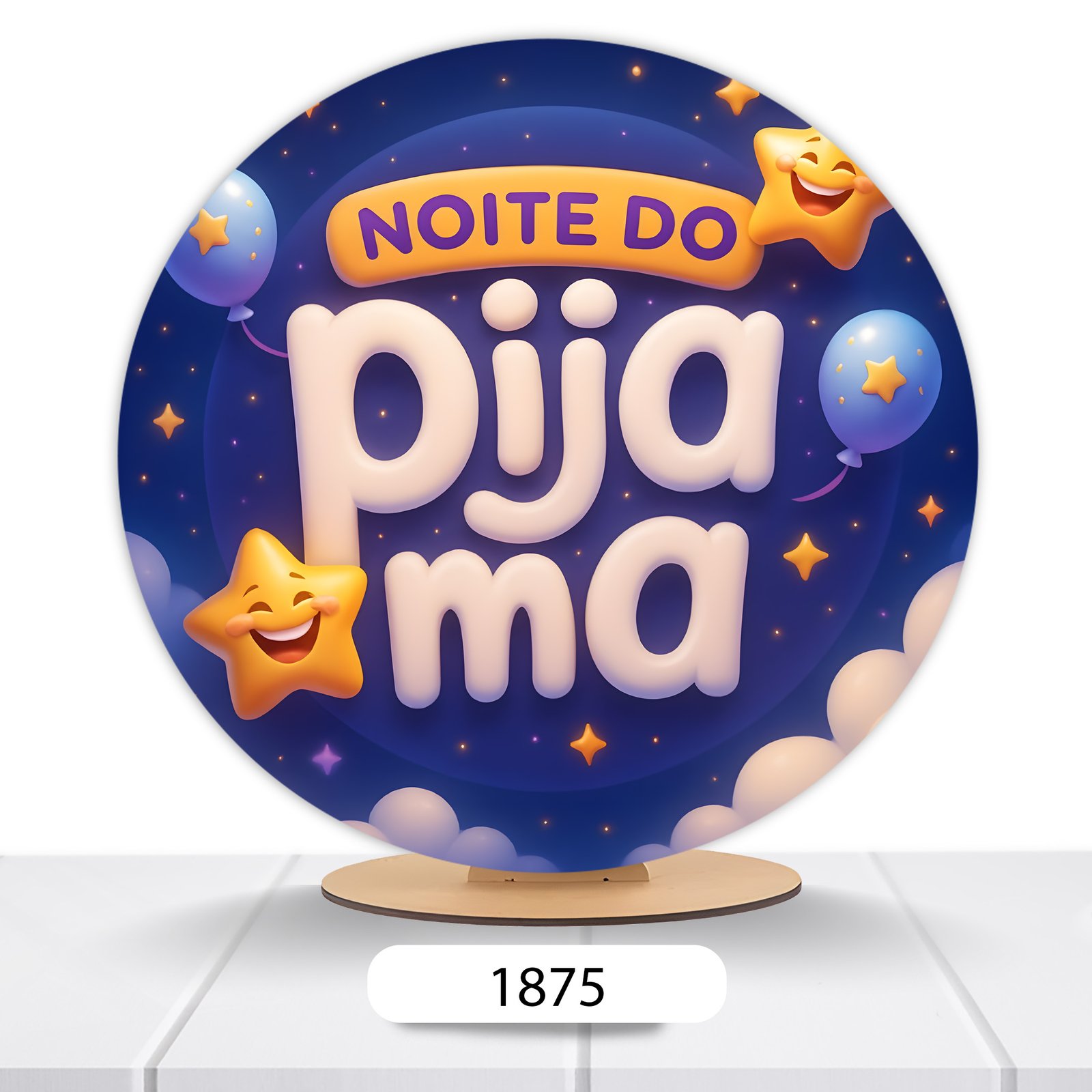 Painel Redondo Festa Do Pijama 50x50cm - Imagem 2