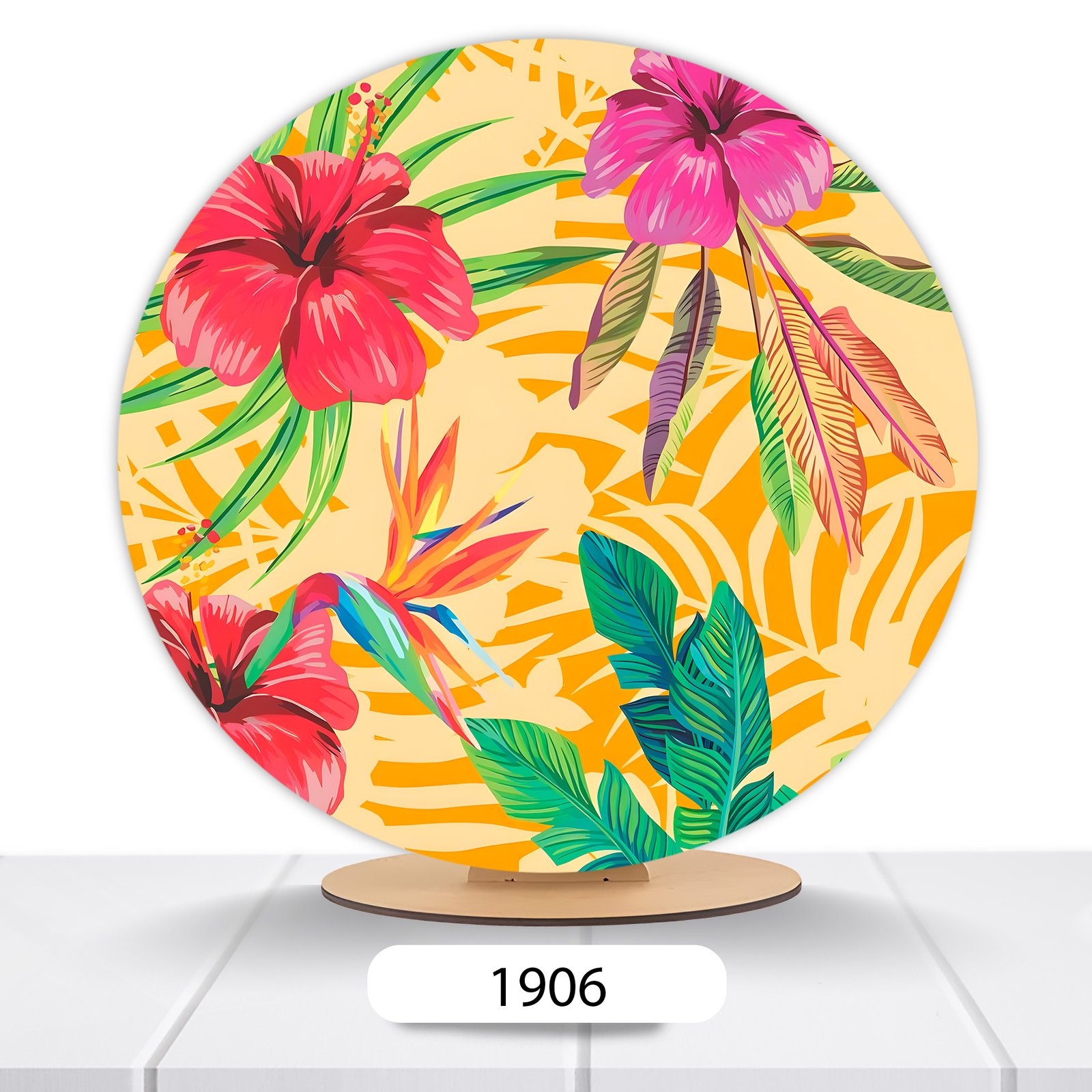 Painel Redondo Flores 50x50cm