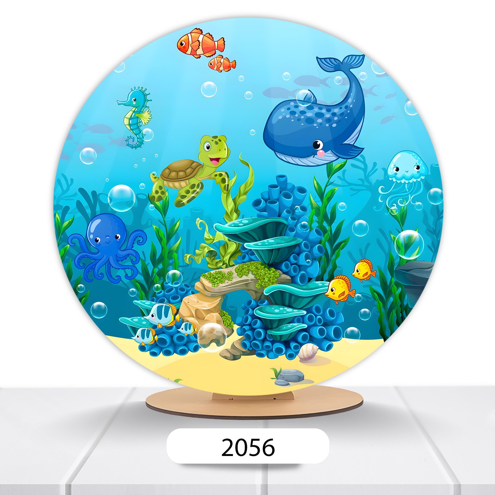 Painel Redondo Fundo Do Mar 50x50cm - Imagem 2